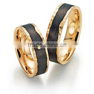 Bicolor titanium wedding band gold plated engagement couple rings