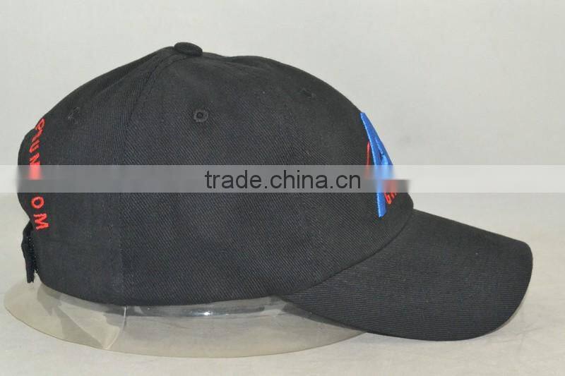 Professional custom 6 panel / 100% cotton/black/white embroidery trademark/baseball cap/heavy brushed cotton 7x7