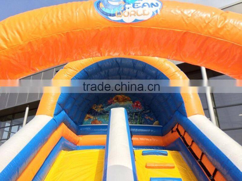 inflatable slide for fun, children inflatable dry slide with fish