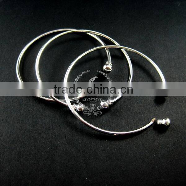 2mm thick wire one end open brass silver plated wiring bangle bracelet cuff DIY supplies 1900038