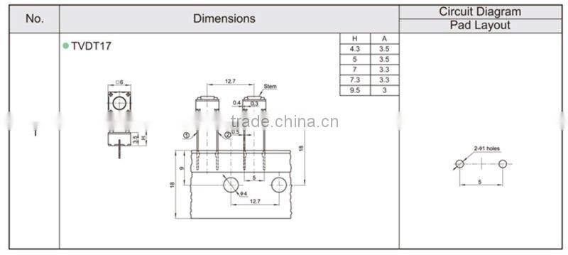 FTVDT17 6mm radial taping touch screen wireless remote control switch
