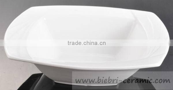 Wholesale Antique Super White Decal Printing Square Shaped Dessert Salad Soup Service Bowls Ceramic Porcelain Fine Bone China