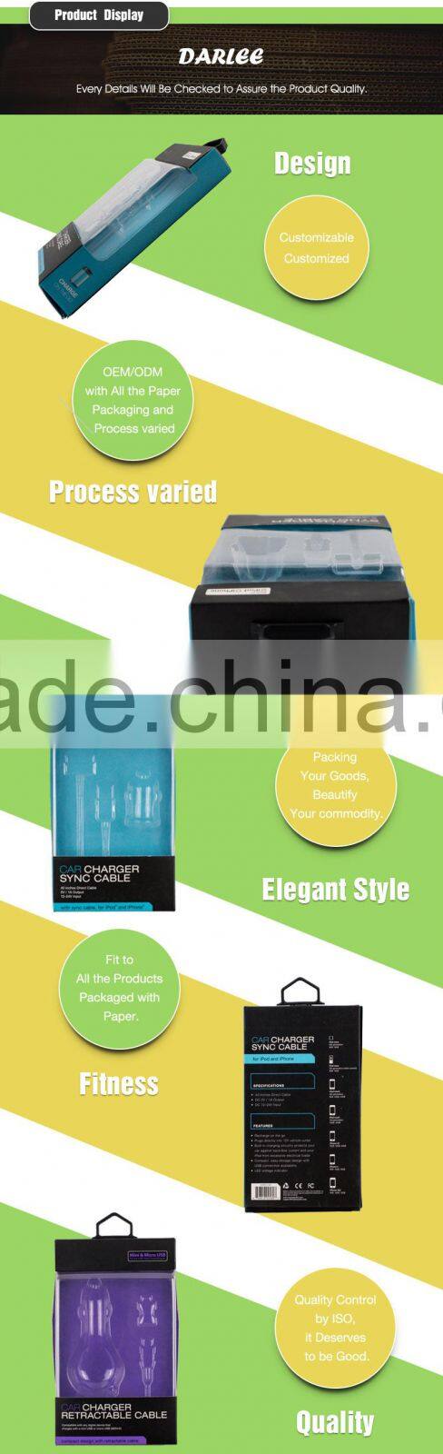 DL010004 2016 Hot Sale Digital Cable Package ,Clear Window Packaging for USB Cable Packaging