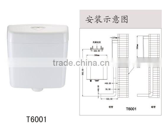 Water-saving dual plastic toilet cistern T6001