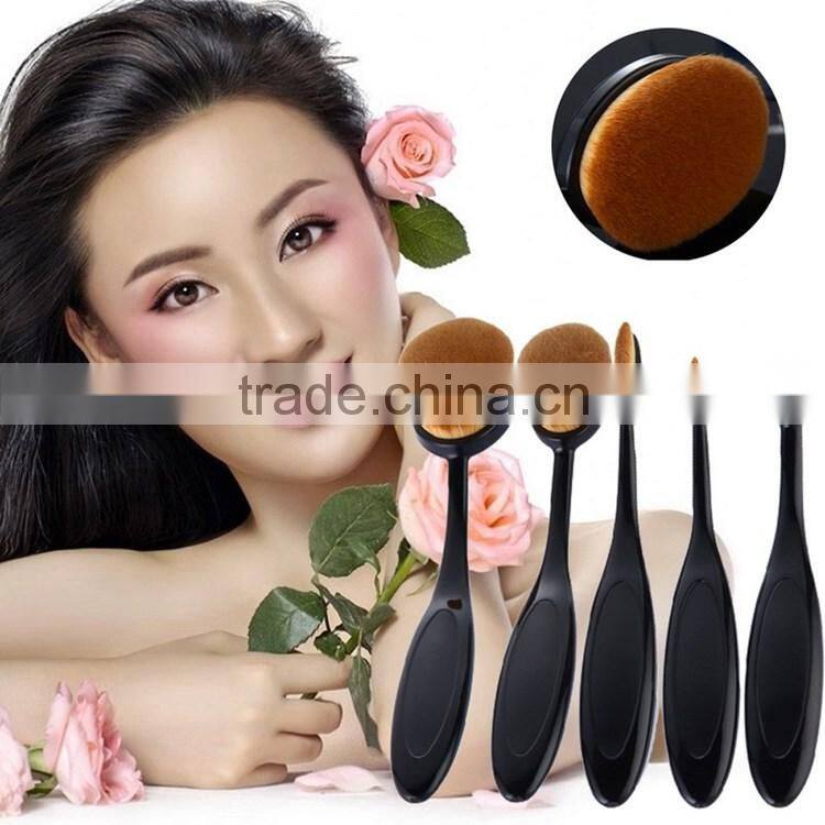 Hot selling Toothbrush shape BB cream fundation oval makeup brushes for 5pcs