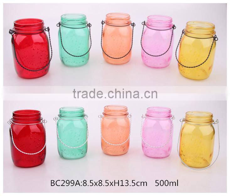 300ml 500ml glass mason jar with sprayed color