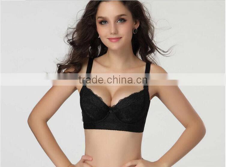 2014 Hot Sexy Womens Side Support Super Boost Plunge Push Up Lace Underwired Bra B C D E Cup