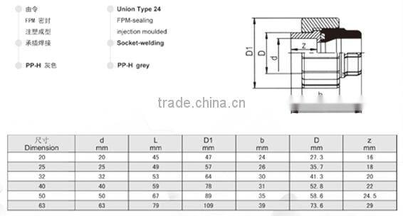 PP-H SW/Socket Welding Union Type 24