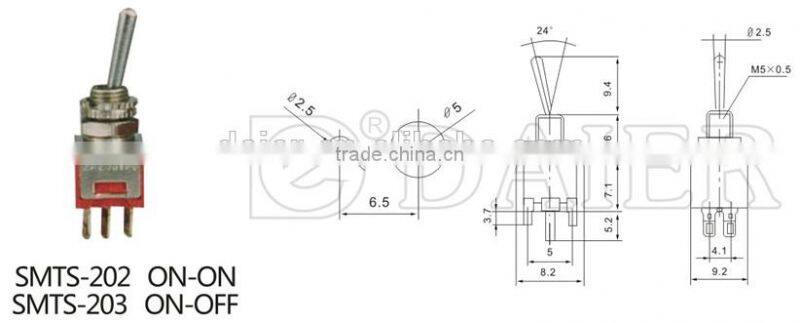 SMTS-202 DPDT 6PIN ON-ON toggle switch