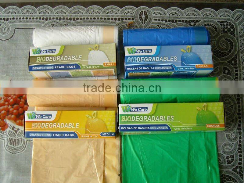hdpe/ldpe biodegradable garbage bags with drawstring in rolls for medical