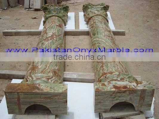 UNIQUE GREEN ONYX CARVING COLUMNS PILLARS