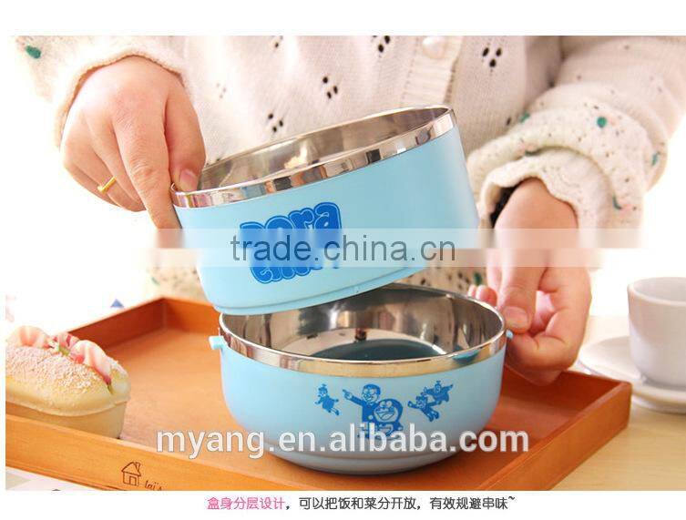 2015 Wholesale cartoon two layer thermal insulation lunch box /lovely thermal insulation lunch box for kid, heat