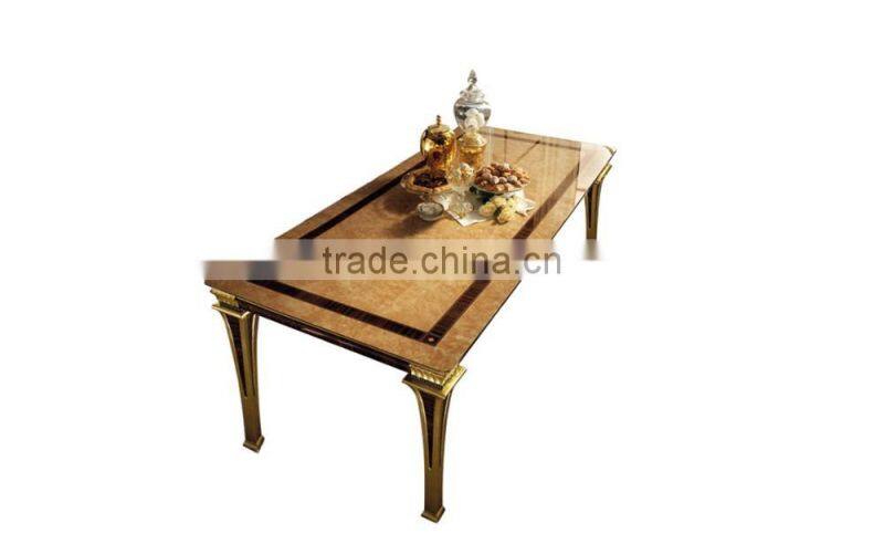 2016 NEW ITEM European Style Beige Color Solid Wood Dining Room Set/Italian Classic Inlay Dining Room Furniture (MOQ=1 SET)