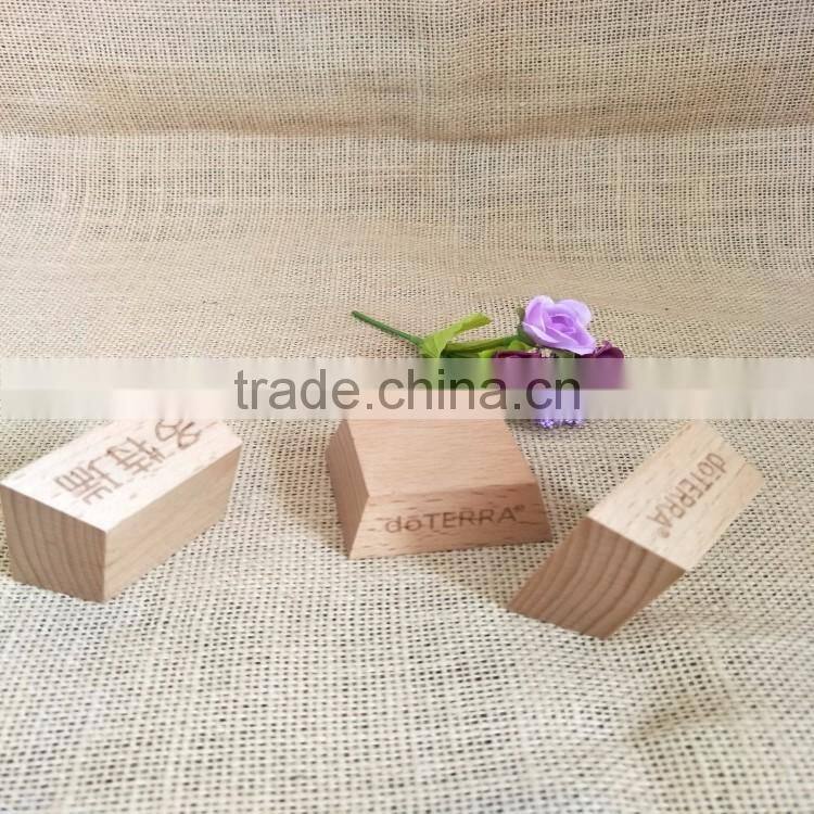 Stable custom painted Trapezoidal Beech wood display stand base for essential oil bottles customized wood trophy base