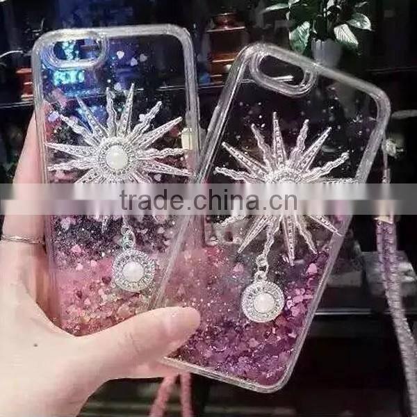 Quicksand sun sticker TPU + PC bling phone shell for iPhone 6 / 6 Plus