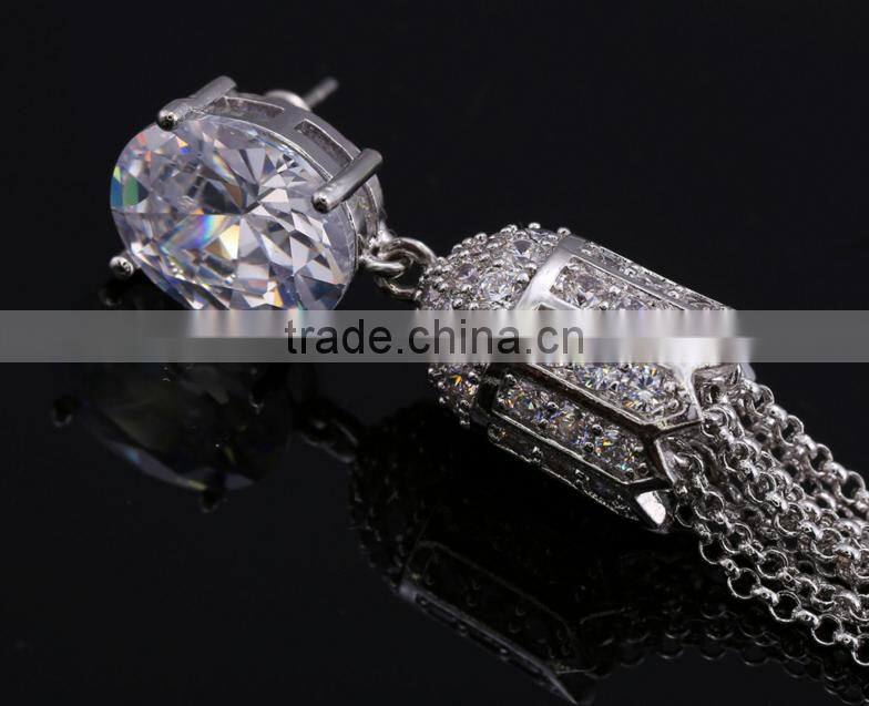 Wholesale Stock Small Order Fashion Women Long Tassels Zircon Earrings