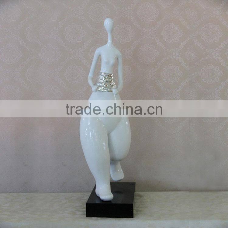 Abstract Modern Style White Fiberglass/Resin Fat Naked Lady Sculpture