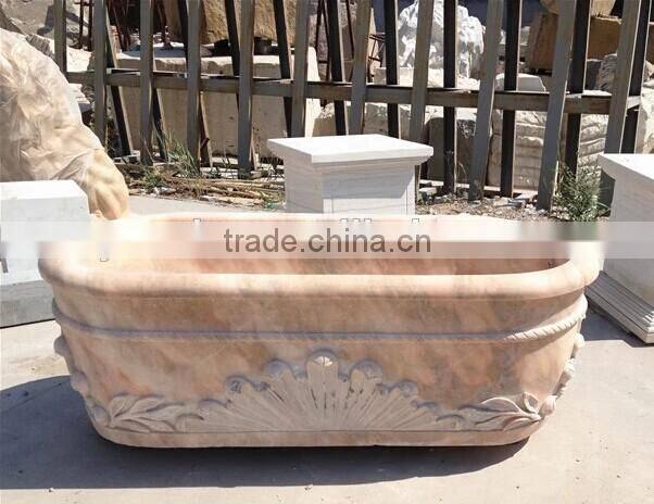 Half Hand Carved Free Standing Marble Stone Bathtub