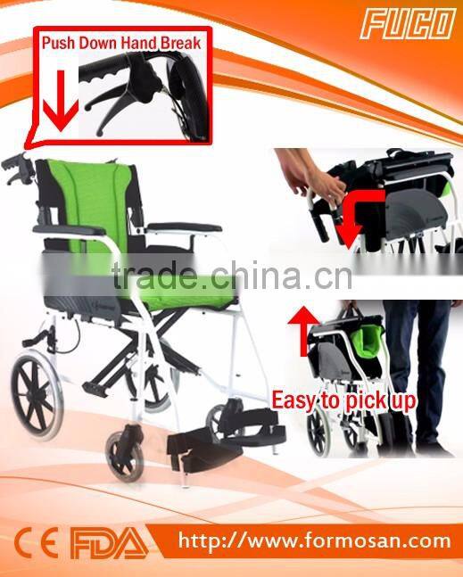 ALUMINUM foldable TYPE light weight transfer wheelchair, easy to pick up
