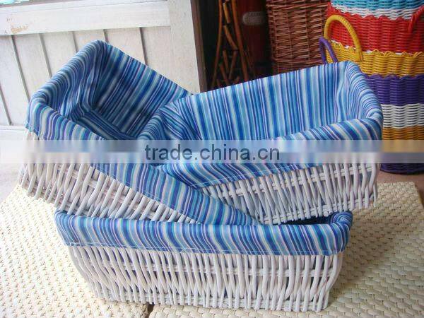 white wicker storage basket with cotton liner (factory supplier)