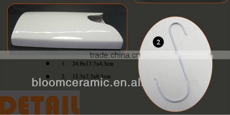 White ceramic hanging humidifier with metal "S" hook