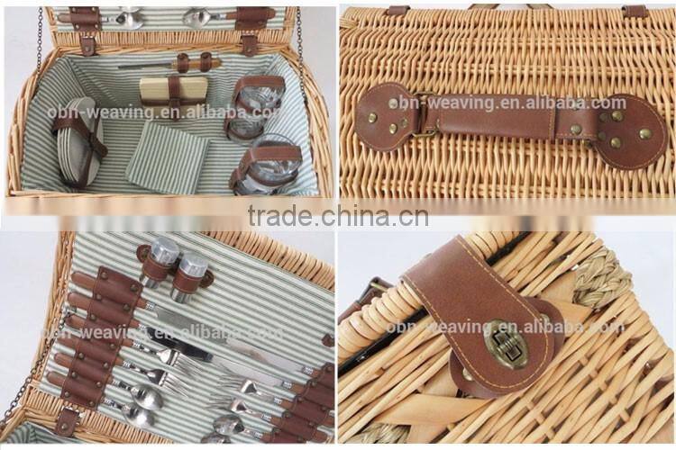 China factory custom cheap wholesale personalized luxury 4 - 6 person willow woven wicker picnic basket set