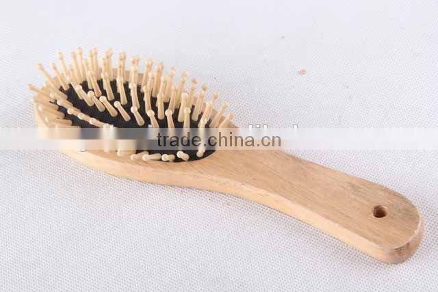 Elastic massage wooden comb with hanging hole/hair brush