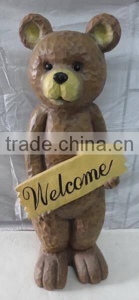 Welcome door decoration fiberglass life size garden bear statue