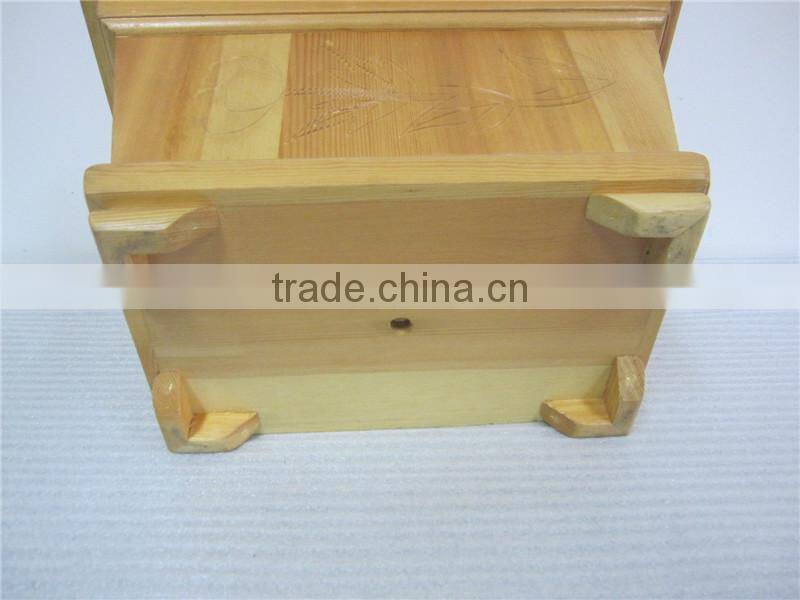 Carving peony decor four feet at the bottom wood flowerpot