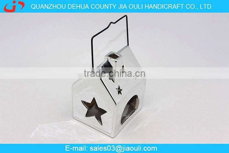 BSCI Certificated factory ceramic plating silver hollowed-out hanging lamp sale