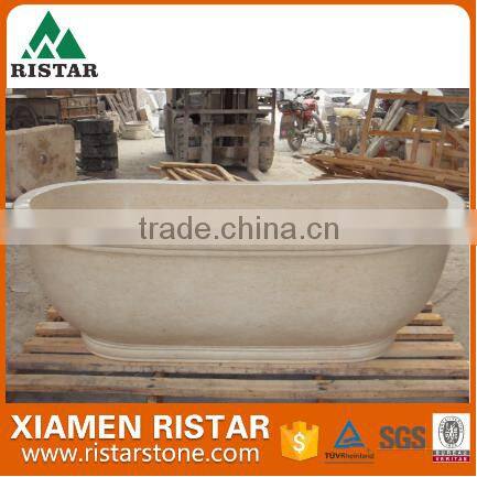 Cheap yellow natural marble stone bowl bathtub for bathroom RST-SB045