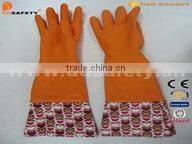 Pink household Latex Gloves With Flower Design Pvc Cuff