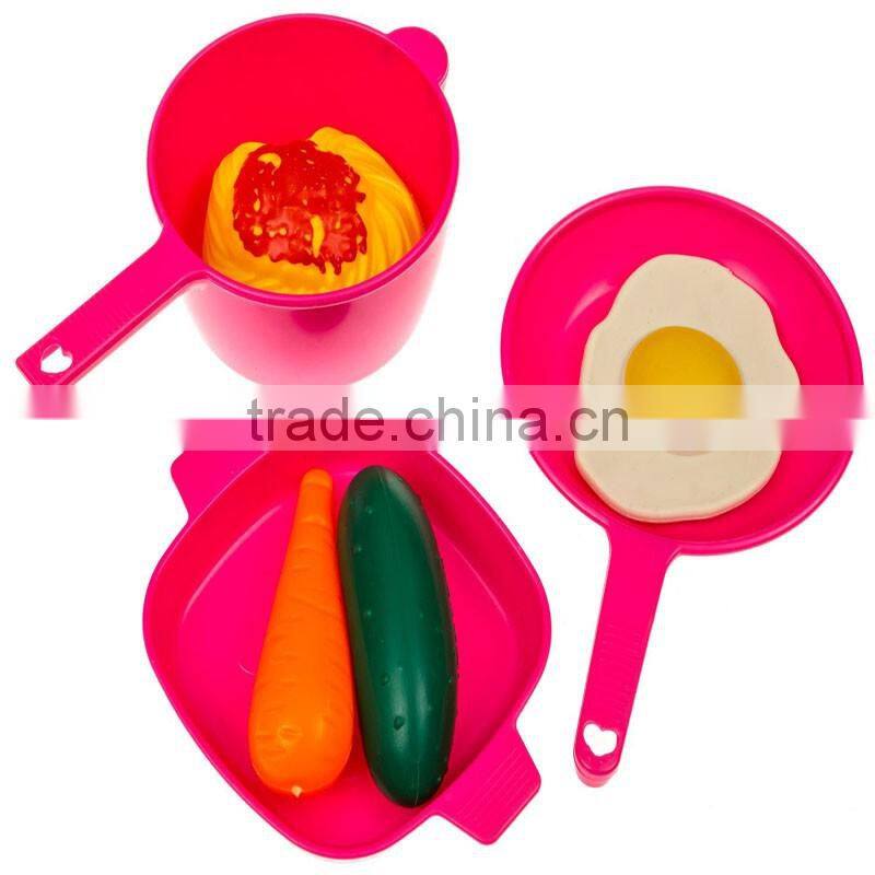 Wholesale funny plastic mini food toy & dishes set Pots, Pans, Plates, Eggs, Dessert, Meat, Pantry, Cookware, Utensils, Tray