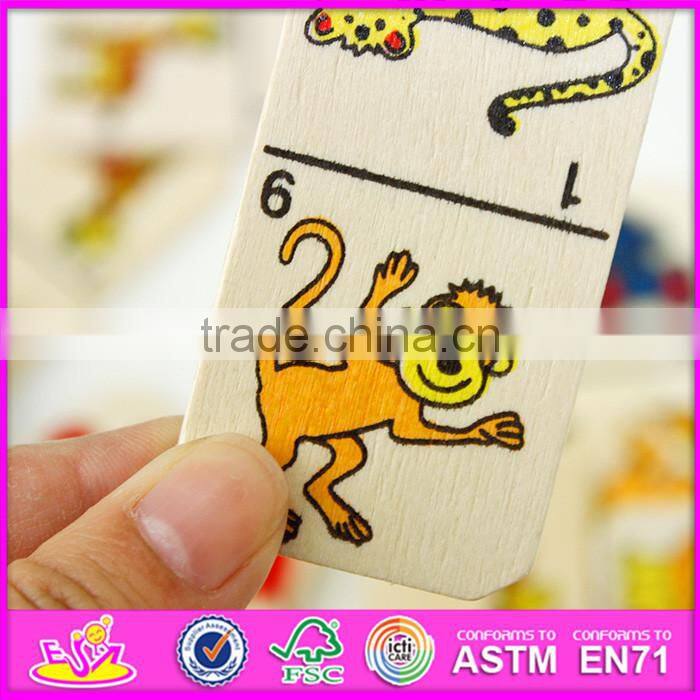 2016 hot sale educational children wooden domino building blocks W15A067