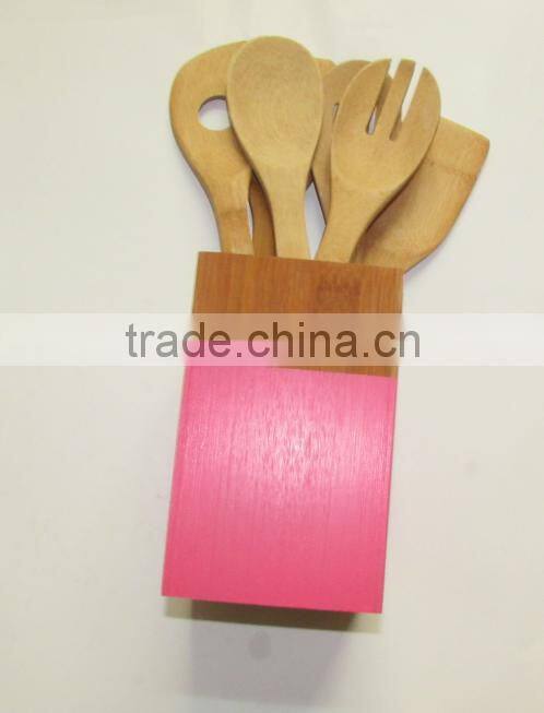 new design color bamboo dinner set with 6pcs/colorful flatware set