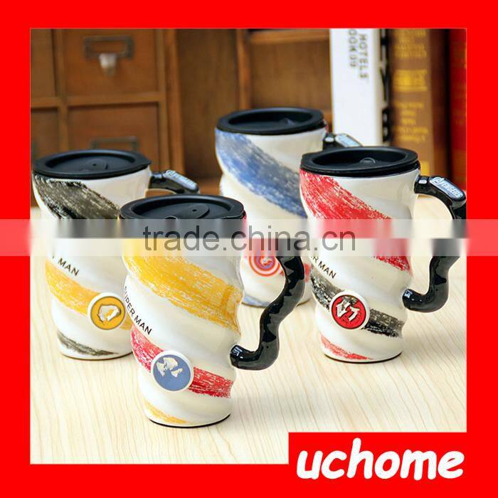 UCHOME Thread Coloured Drawing Promotional Coffee Mug With Lid