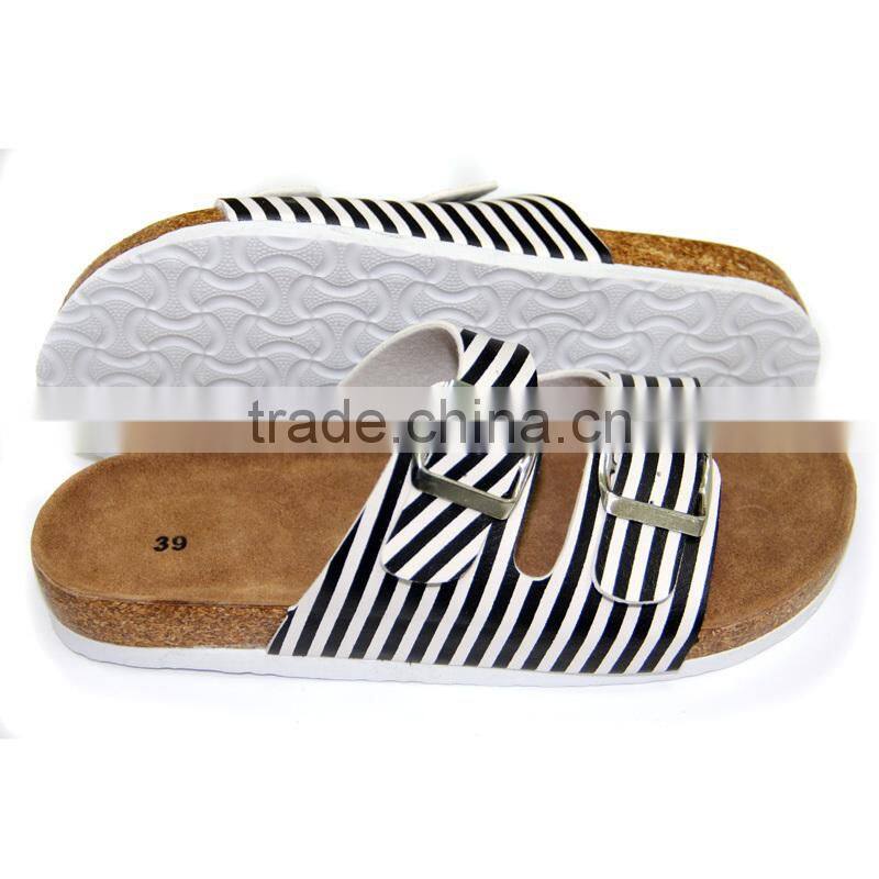 Newest 2015 Ladies Sandal Shoes with Double Strap Mule Striped