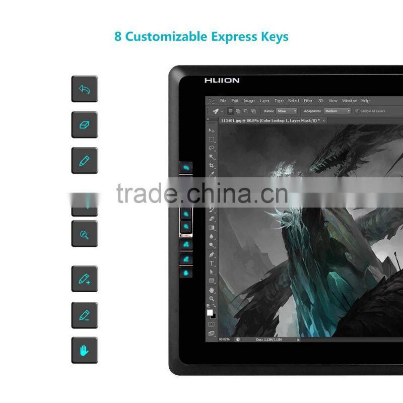 Huion GT-185 Graphic Drawing Tablet Monitor with Tempered Glass Screen and 8 Express Keys for PC and Mac