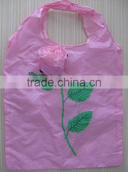 fashion colorful foldable rose nylon shopping bag