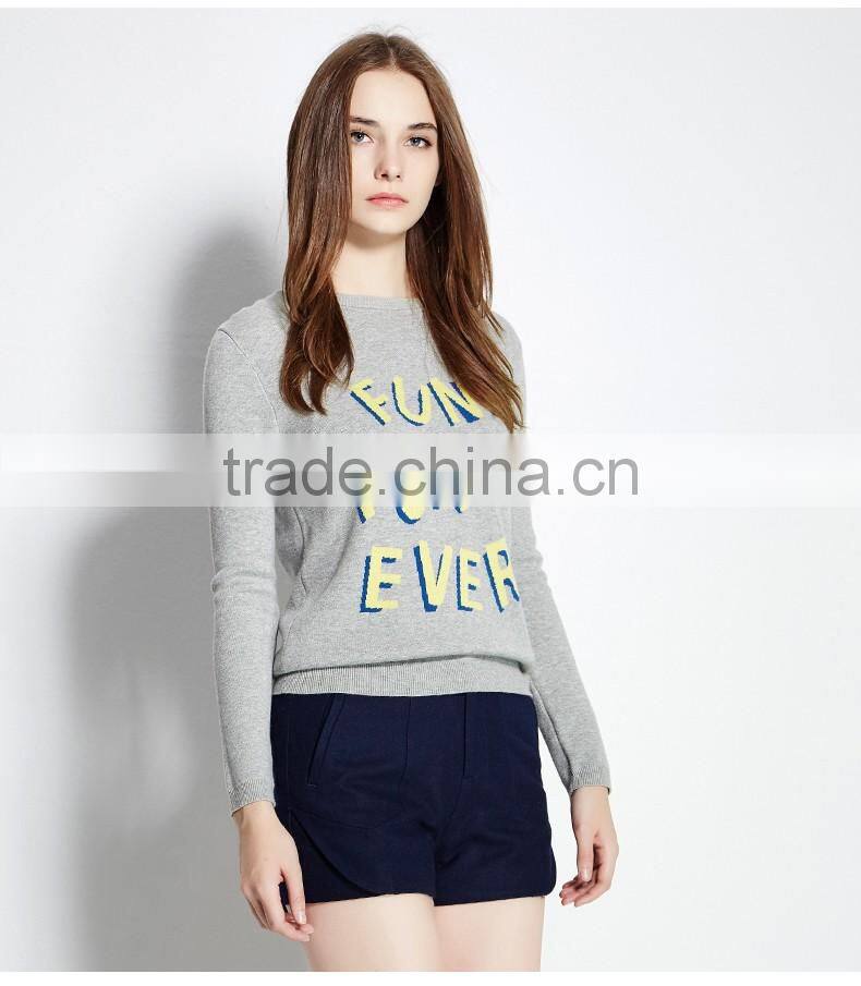 latest design ladies sweater printing woman knitted sweater