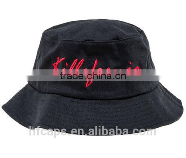 2015 New Design OEM 100% Cotton Black Bucket Hat