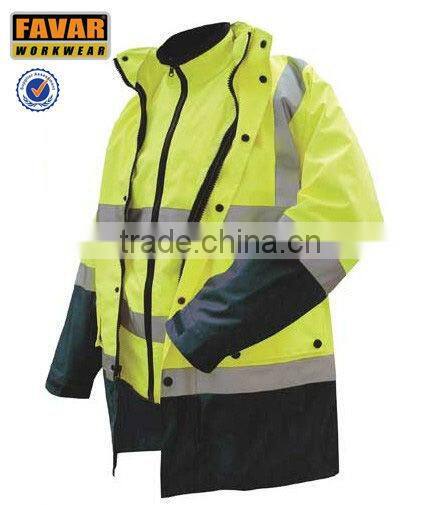2in1 high visibility waterproof jacket 2 tone parka