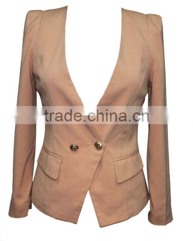 deep v-neck double breasted slim flap pocket cheap varsity jacket with solid color