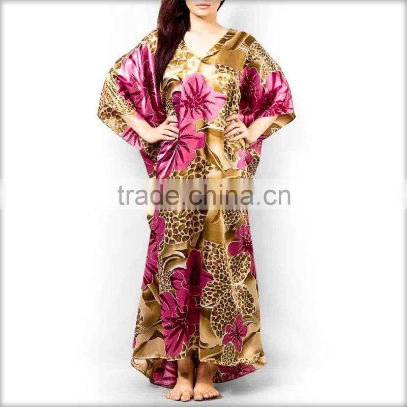 Indian Girls Kaftan Sexy Wear Poncho Fashionable Caftan Dress Poly Silk Girls Long Kaftan