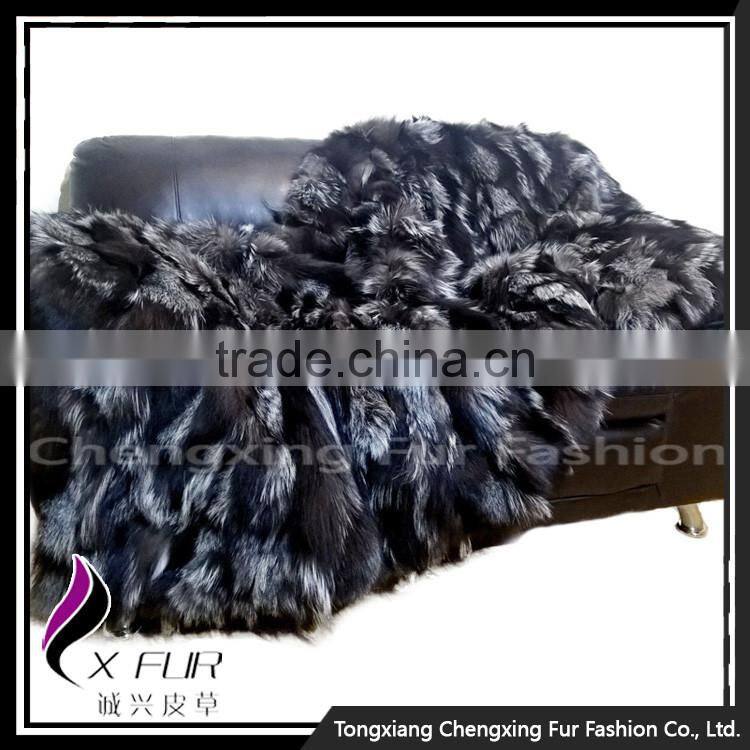CX-D-82 Luxury Silver Fox Fur Carpet for Home Decoration