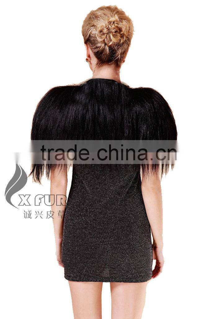 CX-B-19 Hot Sale Fashion Lady Women Mongolian Lamb Fur Shawl For Evening Dress