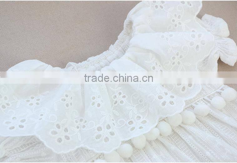 2017 Fall Baby Clothes Romper Girl For Baby Plain Pom Pom Romper