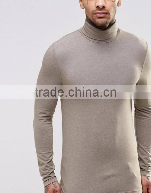 Men extreme muscle skinny fit roll neck long sleeve tee shirt OEM china manufacturers