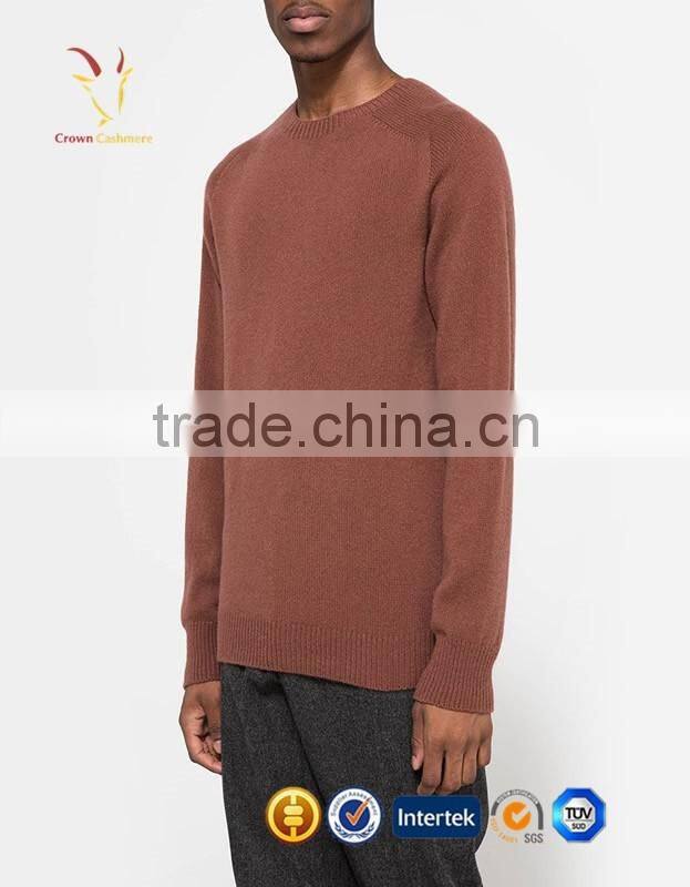 Brown Cashmere Knitted Jumper Men Sweater Knitwear