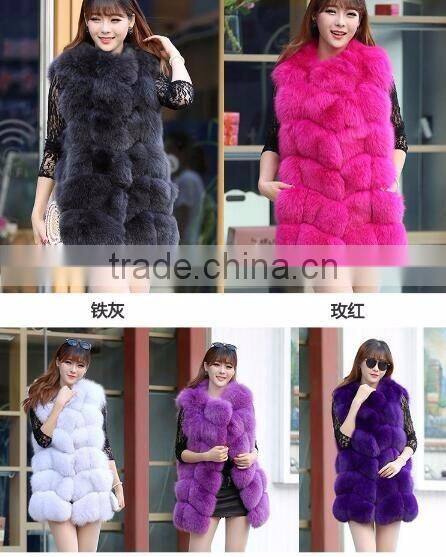 CN-R-6 Style fashion real fox fur outwear hot sale fox fur vest for ladies vintage classic